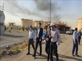 حضور استاندار تهران در محل حادثه آتش‌سوزی یکی از مخازن پالایشگاه تهران/ روند آخرین مراحل اطفاء حریق بررسی شد