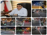 تلاش شبانه کارکنان سازمان حمل و نقل شهرداری صالحیه برای خط کشی معابر