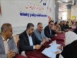 برپایی میز خدمت فرمانداری و ادارات شهرستان قدس در مصلی نماز جمعه به مناسبت هفته دولت