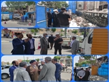 بازدید عبداله نوحی فرماندار شهرستان بهارستان از محل تخریب و بازسازی ساختمان شعبه مرکزی بانک ملی  نسیم شهر
