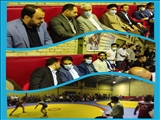 حضور عبداله نوحی فرماندار شهرستان بهارستان در مسابقات کشتی و تجلیل از قهرمانان این رشته در سالن کشتی نسیم شهر