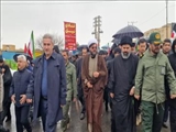 روز جهانی قدس در شهرستان پردیس زیر بارش باران رحمت الهی با ندای حیدر حیدر