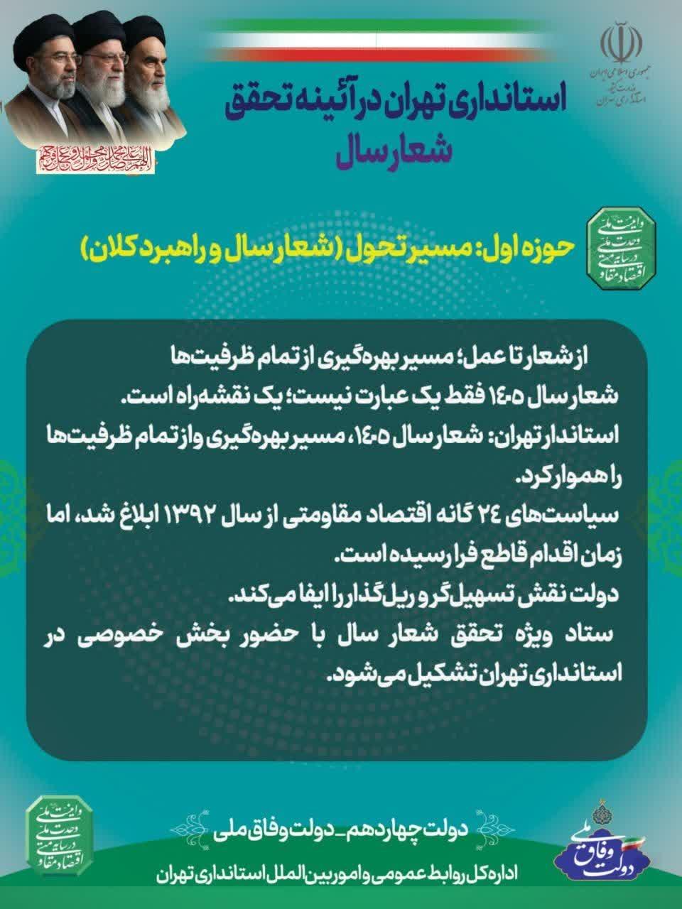 استانداری تهران در آئینه تحقق شعار سال